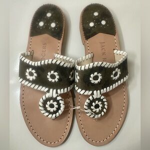 Jack Rogers camo flat sandals women olive green size 7.5m